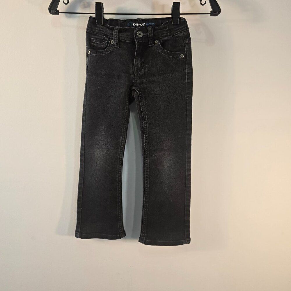 Jordache Girls Black Denim Jeans Size 5 Bootcut Adjustable Waist